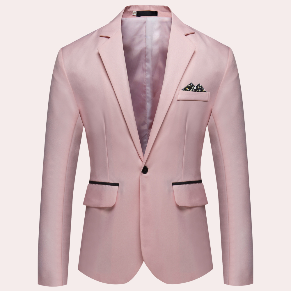 Single button men's business jacket, a sophisticated and formal wear essential for contemporary fashion