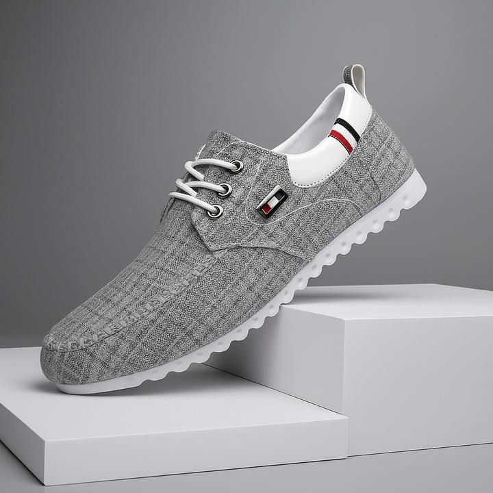 Men's Modern Knit Comfort Sneakers in grey, providing lightweight breathability and comfort for everyday wear.