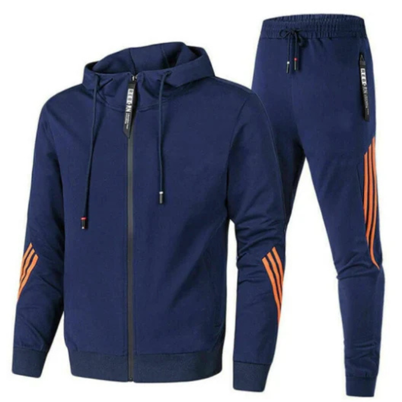 Front view of a Men's Modern Urban Streetwear Hoodie and matching sweatpants, perfect for athletic wear.