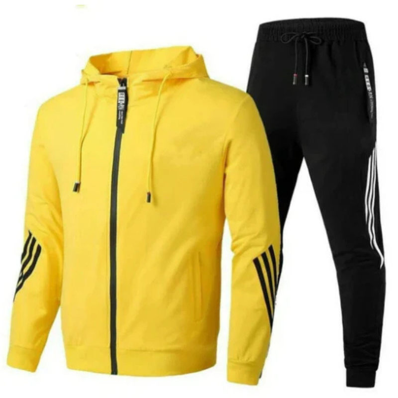 Side profile of the Men's Modern Urban Streetwear Hoodie and Pants Set, highlighting its contemporary design.
