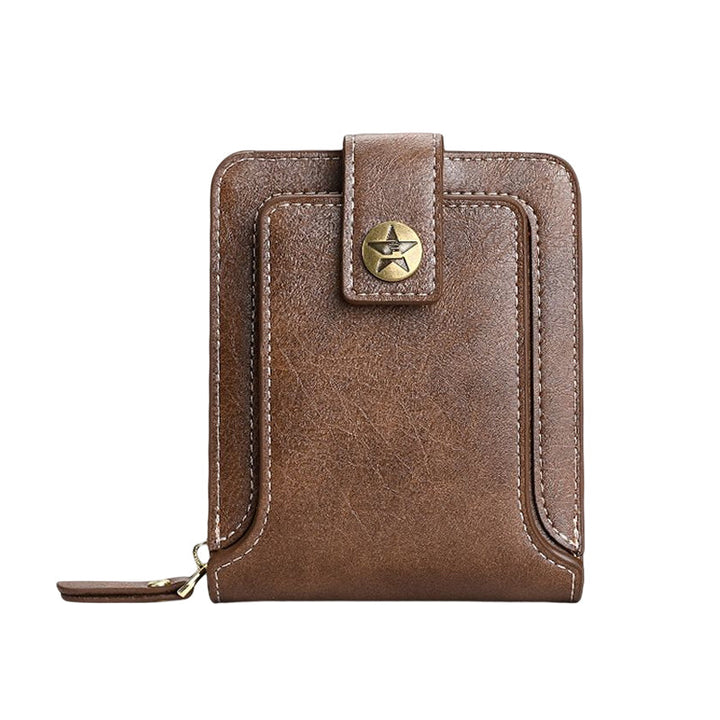 Textured surface of the PU leather men's multi-card horizontal zipper wallet.