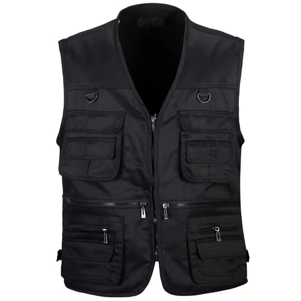 Practical men's bodywarmer vest with multi-pocket design for outdoor activities & camping.