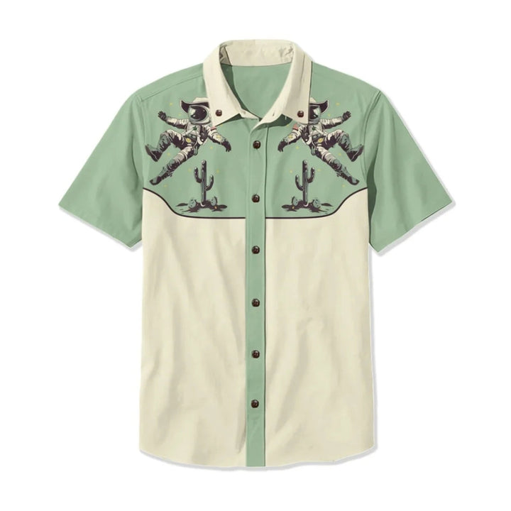 Men's Nashville Western Shirt with unique embroidered designs, long sleeve, vintage style.