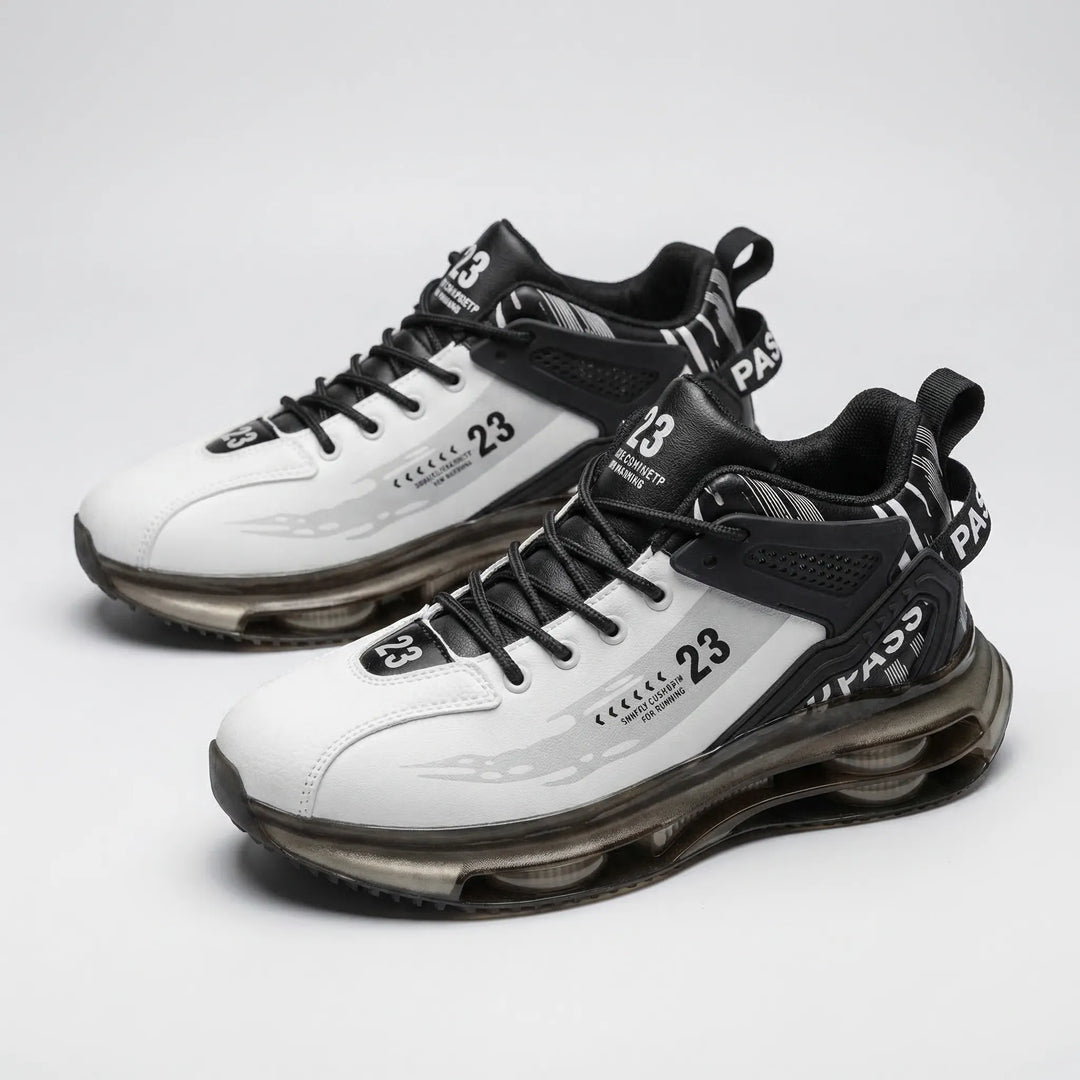 Stylish men's high-top lace-up sneakers for urban fashion & daily wear, providing orthopedic support & comfort.