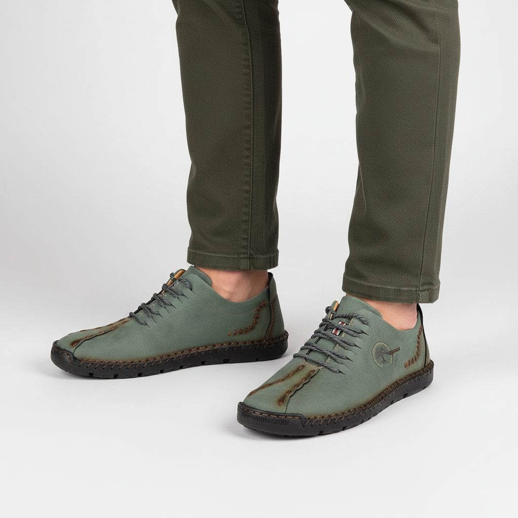 Men's orthopedic walking sneakers. Durable leather and ergonomic support for active, comfortable daily use.