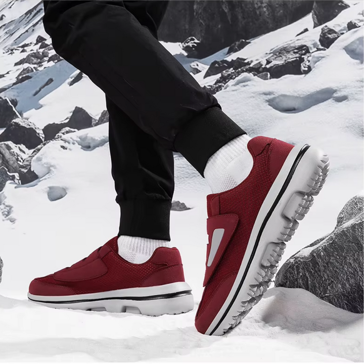 Men's orthopedic walking shoes offering foot support, wide fit, and easy slip-on comfort.