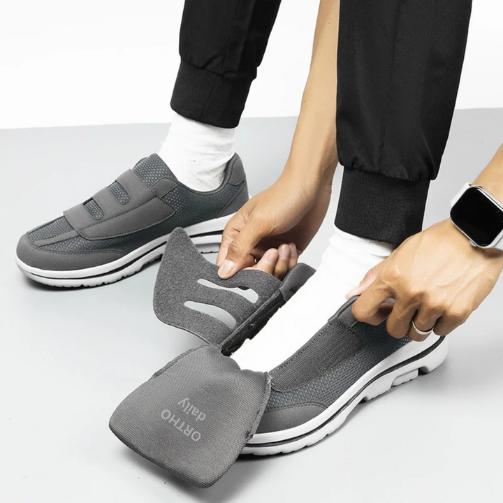 Durable men's orthopedic shoes, wide fit, slip-on design for comfort & foot support.