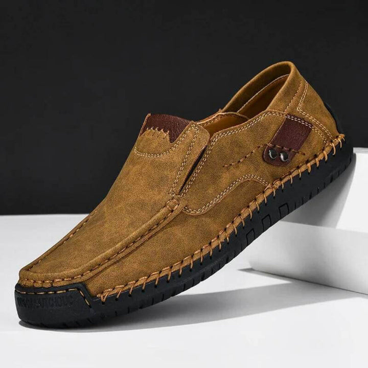 Casual men's slip-on comfort shoes, orthopedic design with strong arch support for daily wear and pain relief.
