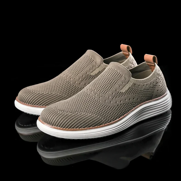 Men's orthopedic slip-on sneakers for all-day comfort. Features arch support, wide fit, ideal for walking & foot pain.