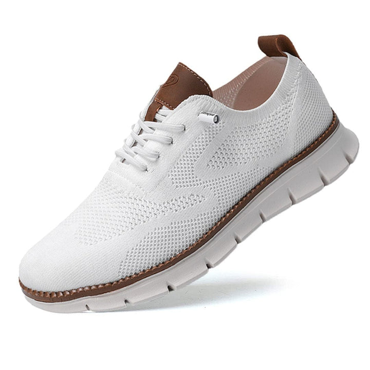 Men's walking shoes, slip-on design with orthopedic support for comfortable daily strolls and easy wear.