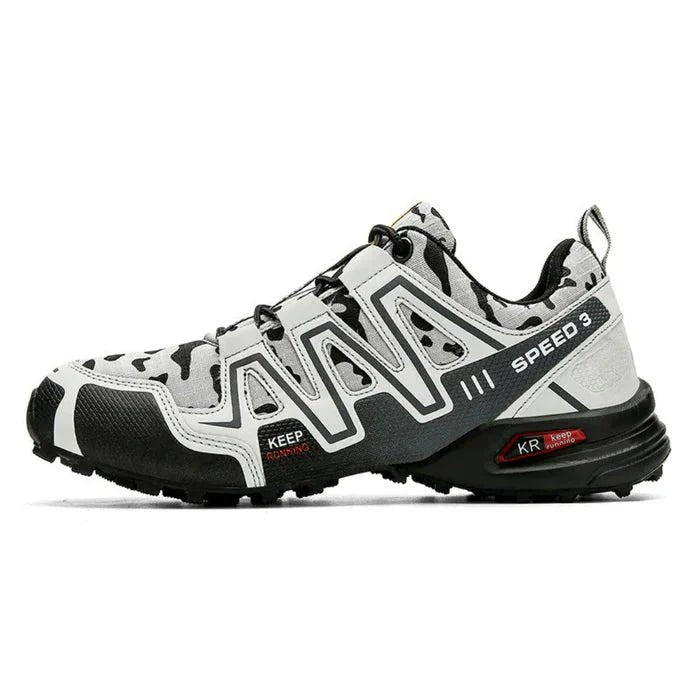 Everyday comfort men's orthopedic camo sneakers with cushioned sole, providing essential foot support for walking.