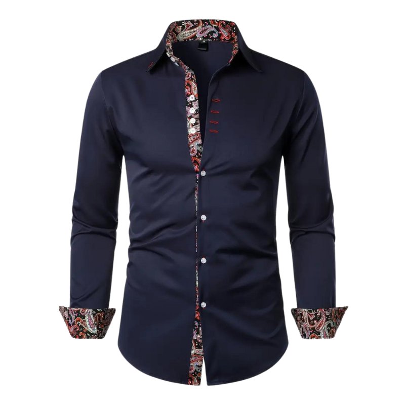 Stylish men's slim fit long sleeve paisley shirt. Perfect for elevating casual outfits or party menswear.