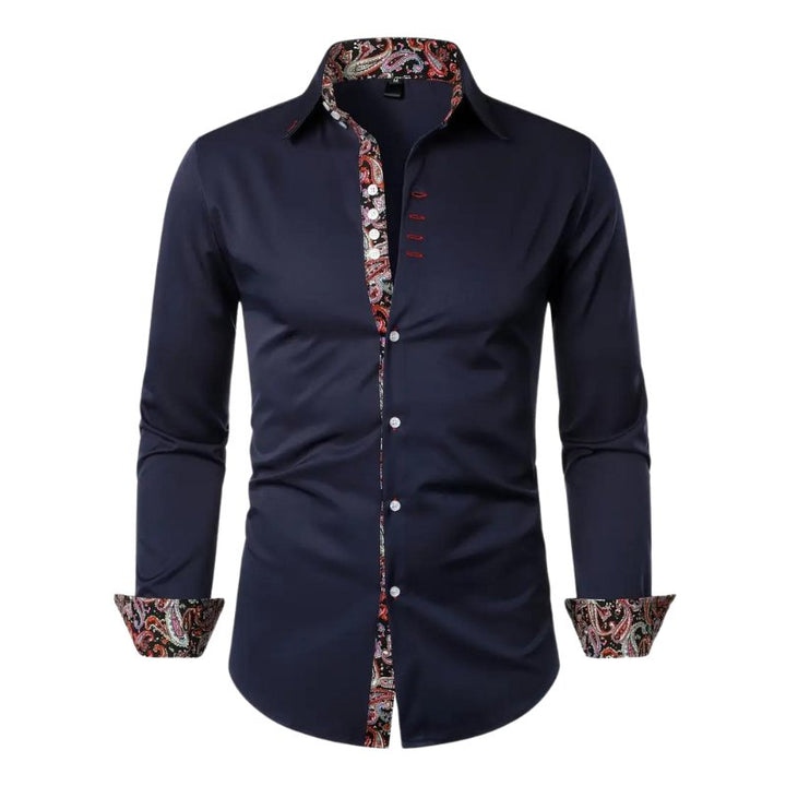 Stylish men's slim fit long sleeve paisley shirt. Perfect for elevating casual outfits or party menswear.