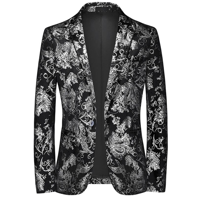 Modern men's patterned slim-fit blazer, perfect for business meetings, formal events & smart casual elegance.
