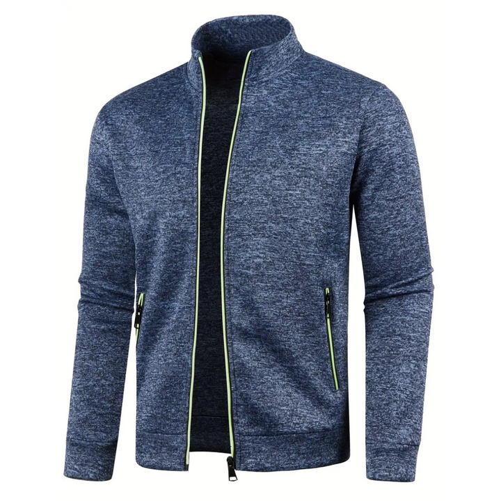 Athletic men's full zip jacket, comfortable activewear, versatile for sports & casual outings.