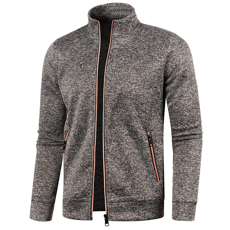 Performance men's sport jacket, full zip design, stand collar, essential for active men.