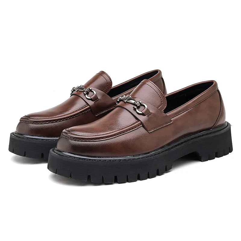 Elegant men's polished loafers, perfect for sharp business casual or formal attire, showcasing men's fashion.