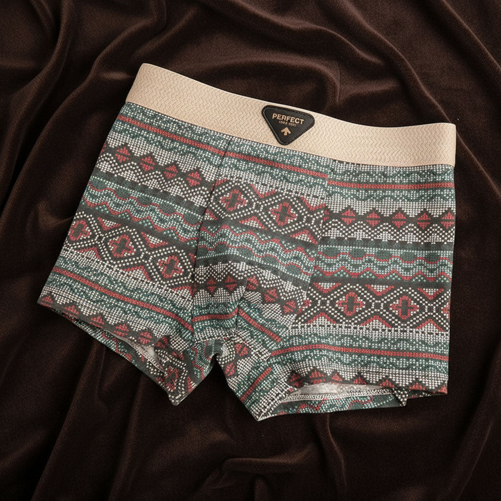 Close-up of Porter men's retro organic cotton boxer briefs, showcasing breathable fabric & comfort.