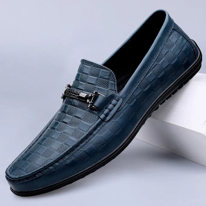 Men's Premium Black Leather Bit Loafers with silver-tone hardware, perfect for formal occasions.