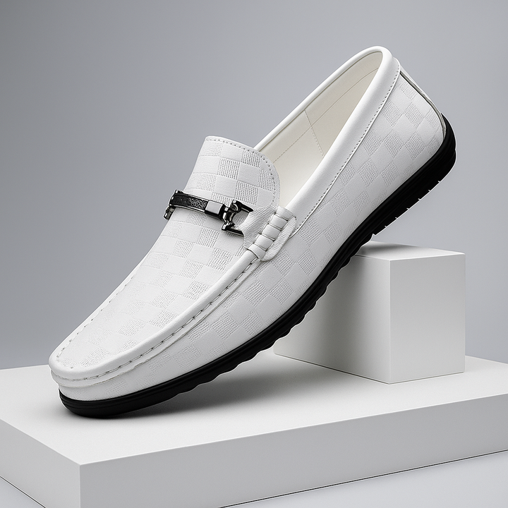 Side view of a men's premium leather bit loafer, showcasing the elegant design and quality.