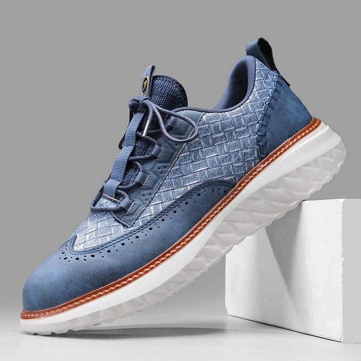 Side view of stylish men's leather casual shoes, perfect for everyday wear and men's fashion.
