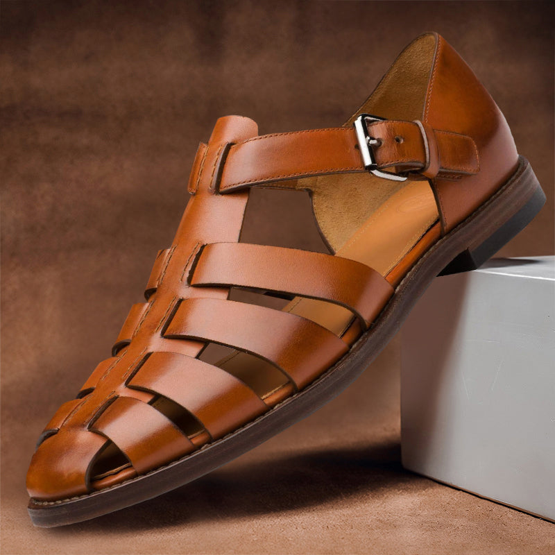 Stylish men's closed-toe fisherman sandals, perfect for warm weather, offering great support & durability.
