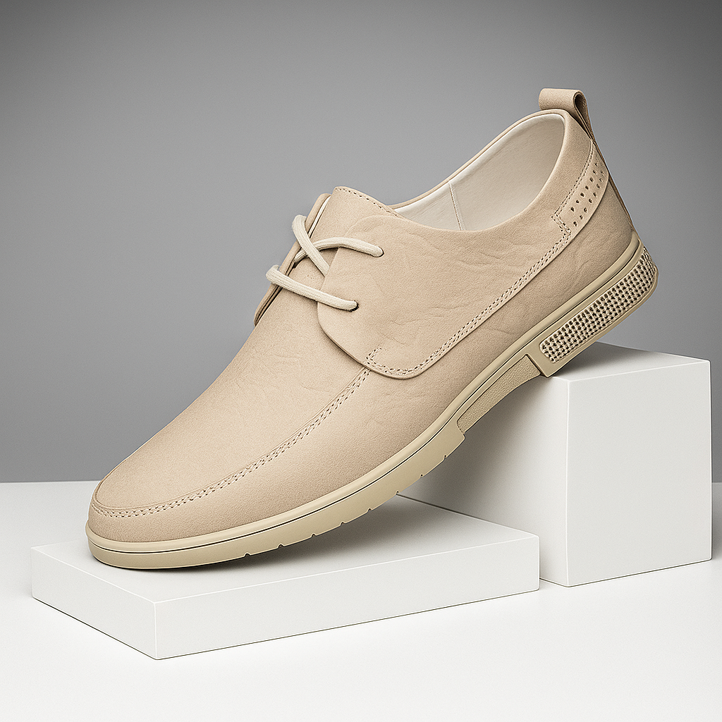 Men's Premium Khaki Leather Slip-On Loafers, comfortable & stylish for dress or casual wear