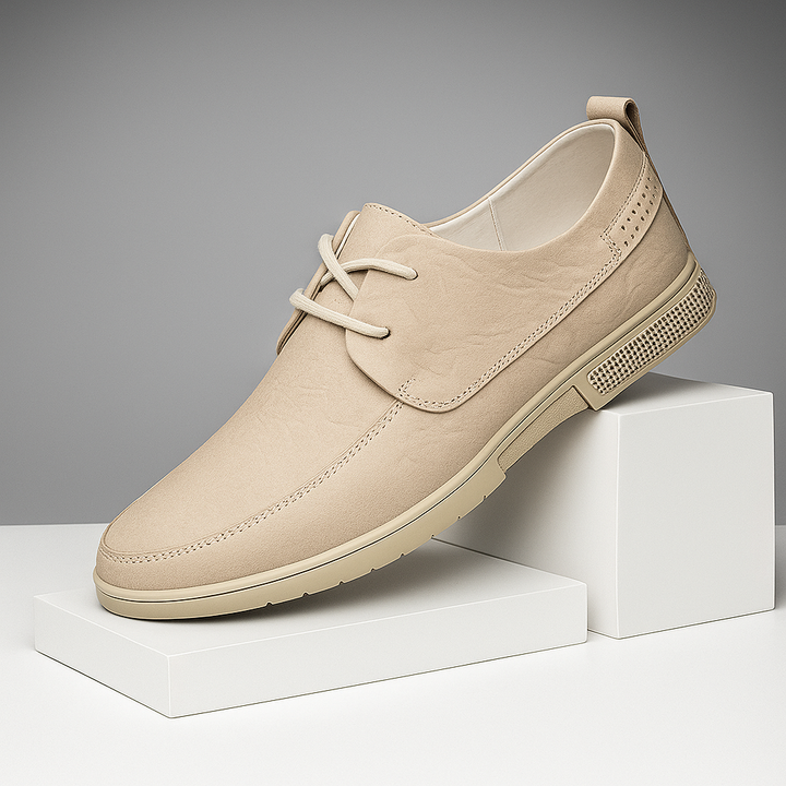 Men's Premium Khaki Leather Slip-On Loafers, comfortable & stylish for dress or casual wear