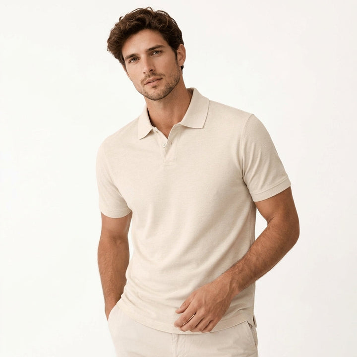 Men's premium pique polo shirt. Tailored fit for smart casual everyday wear.