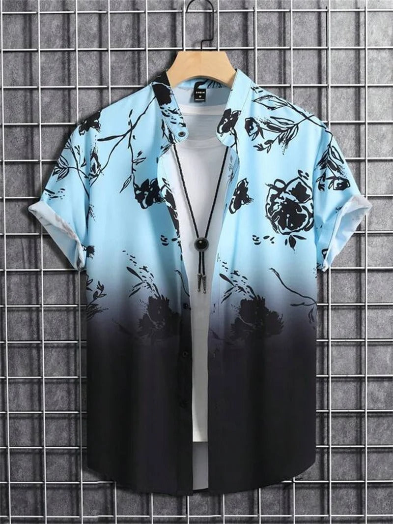 Men's leisurewear: patterned short sleeve button-down shirt for summer.