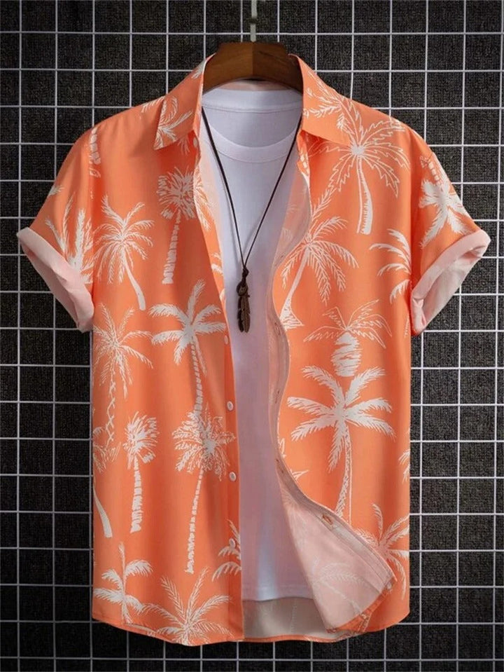 Cool men's casual summer shirt, printed design, short sleeves.