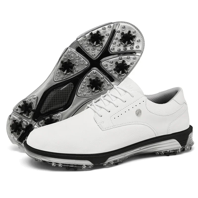 Comfortable Men's Golf Shoes, Pro Edition, offering stable grip, durability, and waterproof design.