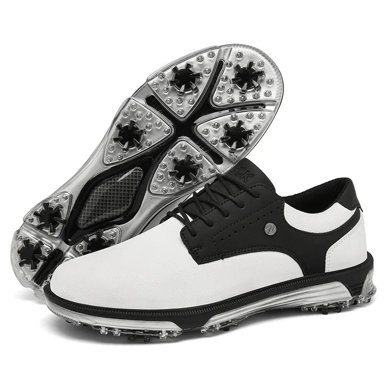 High-traction Men's Golf Shoes, Pro Edition, perfect for stable grip and performance on wet fairways.