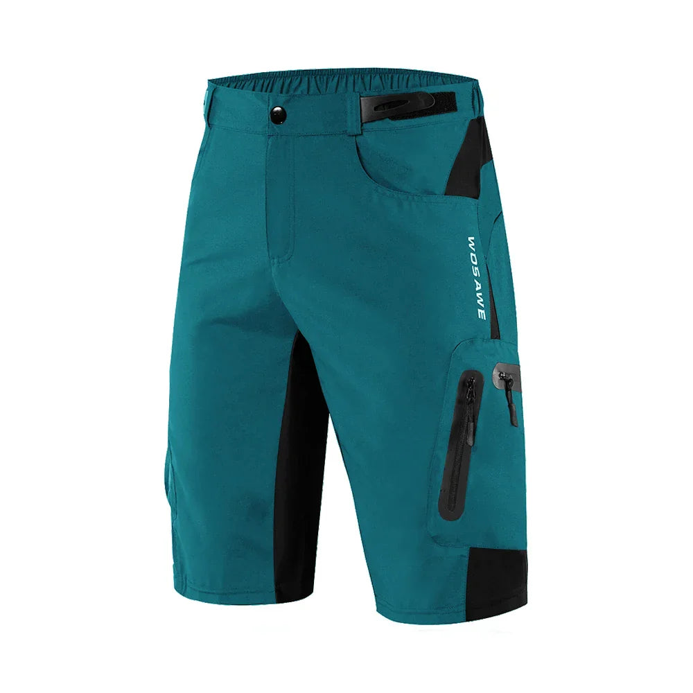 Men's quick-dry padded cycling shorts with gel pad for comfort on trails. Mountain biking & active sportswear.