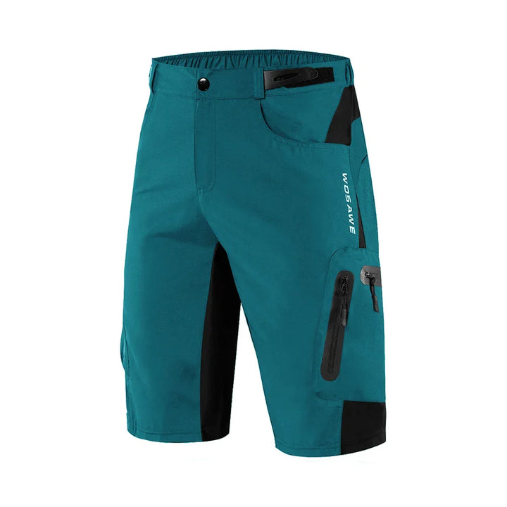 Men's quick-dry padded cycling shorts with gel pad for comfort on trails. Mountain biking & active sportswear.
