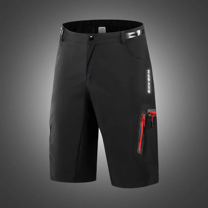 Men's padded cycling shorts with gel pad for superior comfort on long trail rides. Quick-dry activewear.