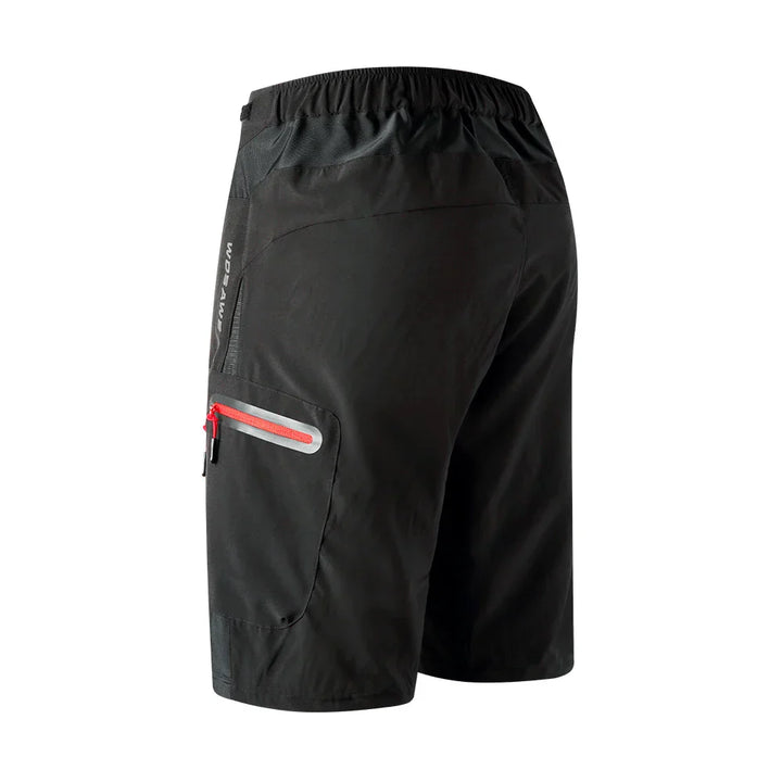 Men's quick-dry cycling shorts with secure zipper pockets. Padded bike shorts for trail riding & sportswear.