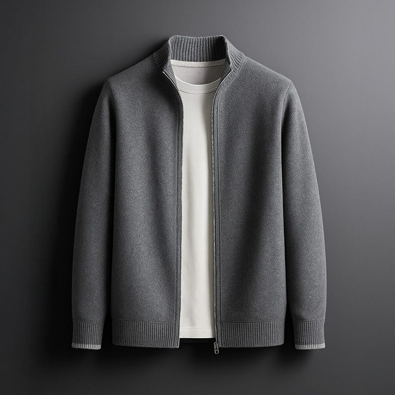 Men's refined full-zip jacket, ideal for everyday wear. Comfortable layering piece for casual to smart-casual men's fashion.