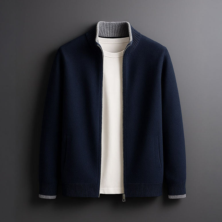 Refined men's full-zip jacket. Comfortable long-sleeve outerwear for versatile everyday wear, smart casual & layering.