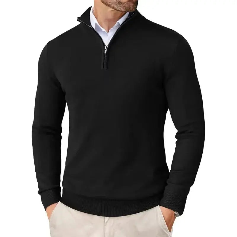 Men's refined half-zip sweater in a classic style for versatile casual wear.