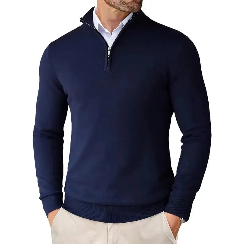 Refined casual men's half-zip pullover, a versatile and comfortable sweater for everyday fashion.