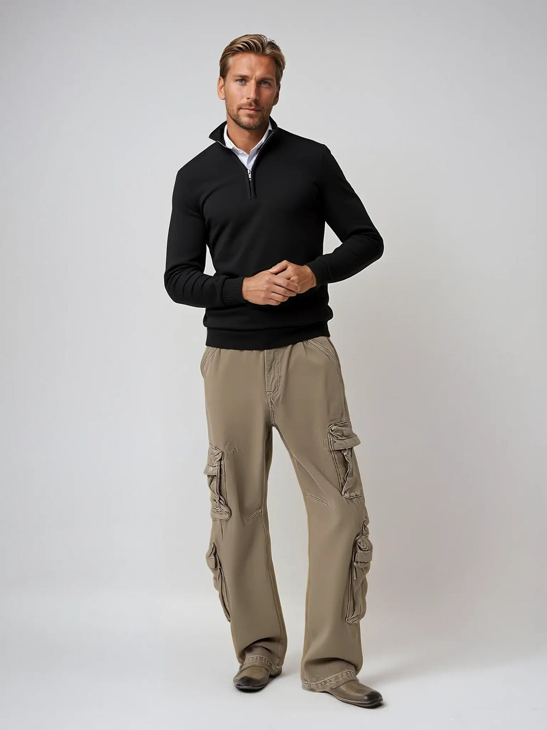 Comfortable men's half-zip pullover, perfect for layering and an effortless refined look.