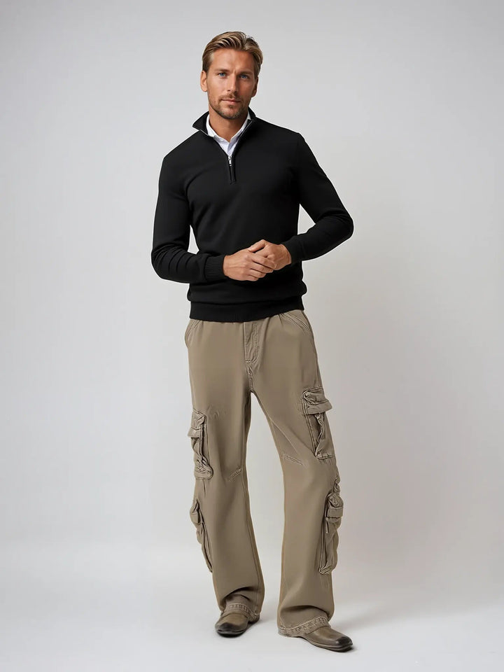 Comfortable men's half-zip pullover, perfect for layering and an effortless refined look.