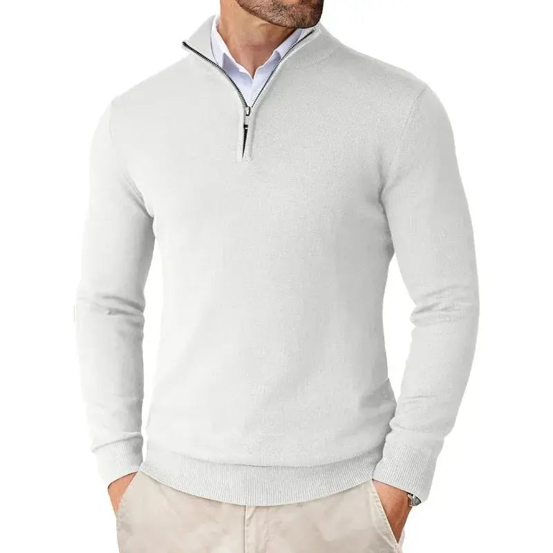 All-season men's sweater: sophisticated half-zip design for versatile men's fashion.