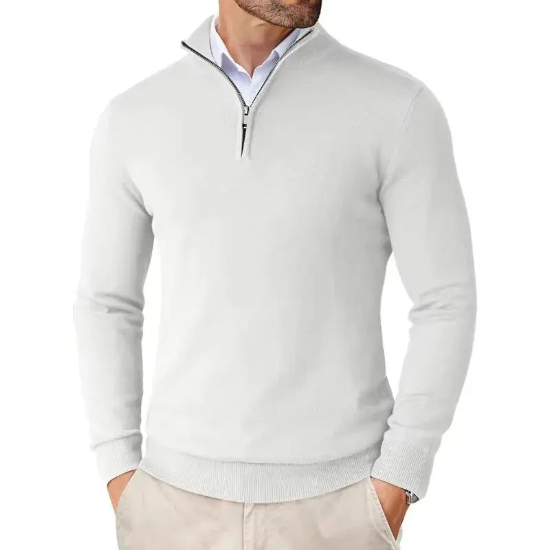 Men's fashion half-zip sweater; a comfortable, versatile pullover for a refined casual style.