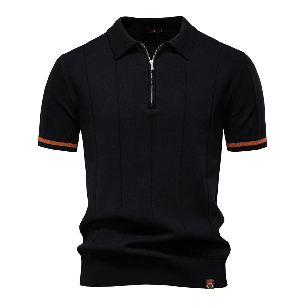 Versatile men's quarter-zip polo shirt, a timeless smart casual top for daily fashion & comfort.