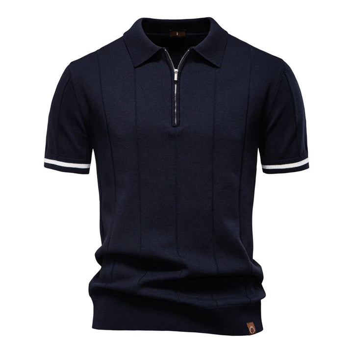 Fashionable men's quarter-zip polo shirt, a stylish short sleeve top for everyday and golf wear.