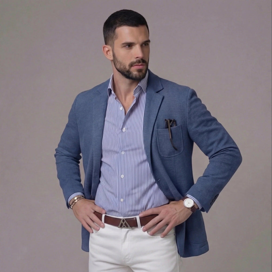 Casual smart men's blazer. Lightweight relaxed fit jacket for seasonal wear.