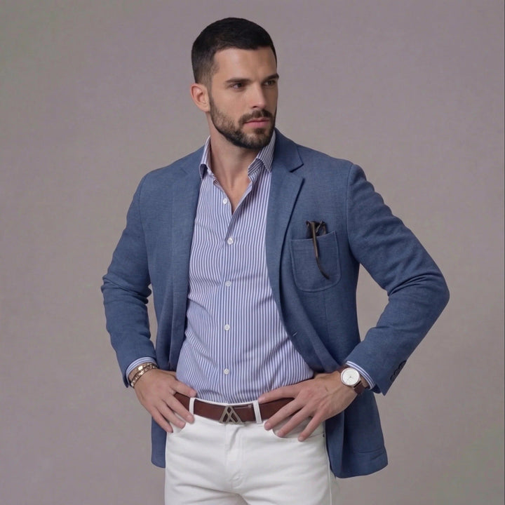 Casual smart men's blazer. Lightweight relaxed fit jacket for seasonal wear.