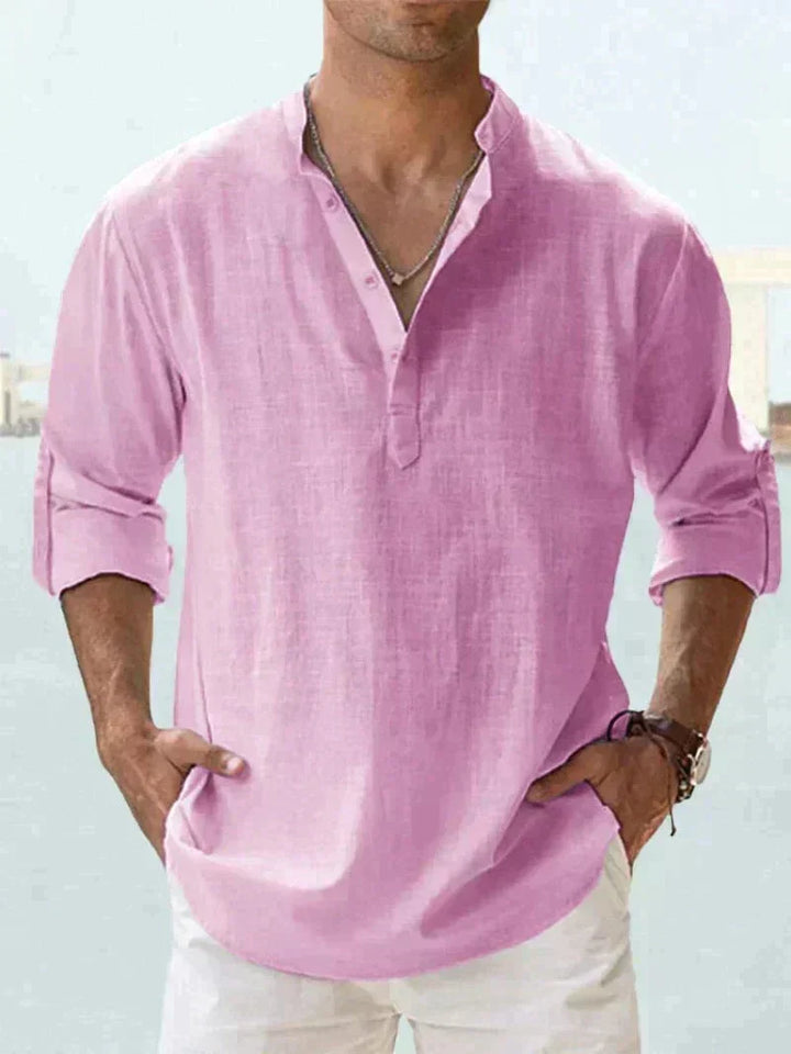 Breathable men's summer shirt, relaxed fit. Button-down style for casual wear, beach, and warm weather comfort.